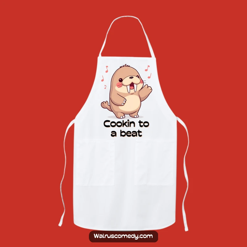 Funny Kawaii Walrus Cooking Apron - Chef Tunes Up!