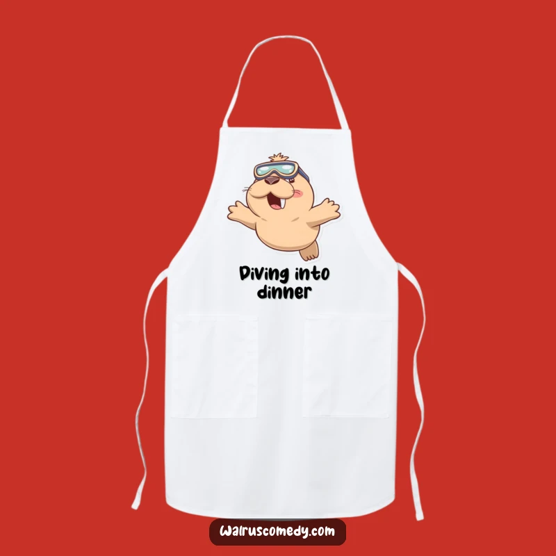 Funny Walrus Diving Apron: Playful Goggles & Smile - Kitchen Funny Gift