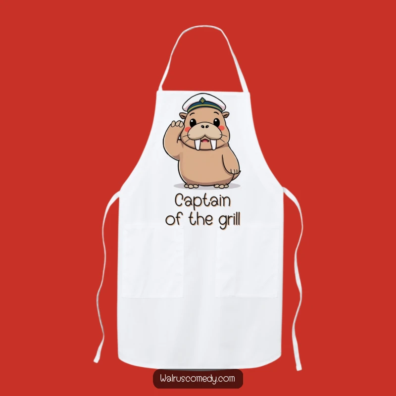 Funny Walrus Sailor Apron: Playful Chef Character for Kitchen Adventures