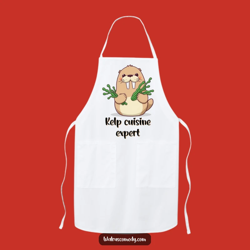 Funny Walrus Seaweed Bouquet Apron - Cute Cartoon Walrus Kitchen Accessory, Great Funny Gift