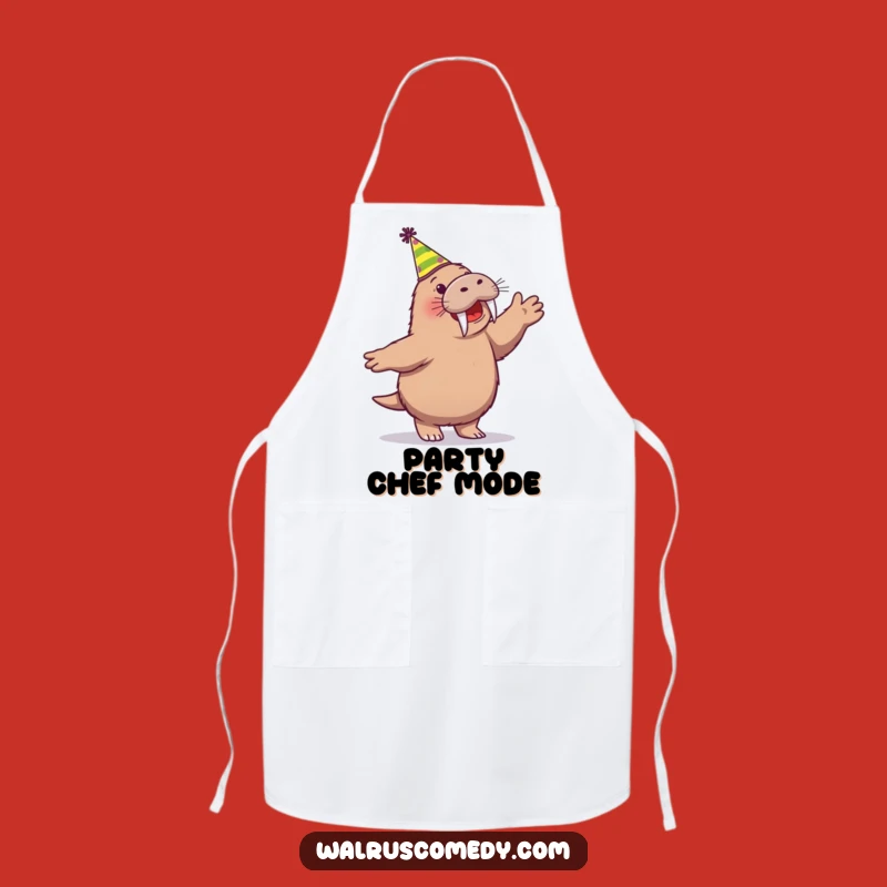 Funny Walrus Party Dance Apron - Cute Cartoon Walrus Kitchen Accessory, Great Funny Gift