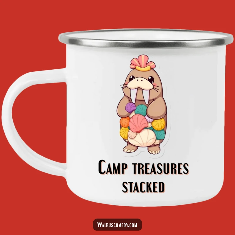 Funny Walrus Seashell Camping Mug - Balance Your Brew Outdoors!