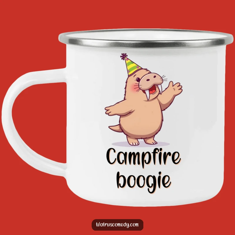 Funny Walrus Party Dance Camping Mug - Durable Cartoon Walrus Enamel Cup, Great Funny Gift