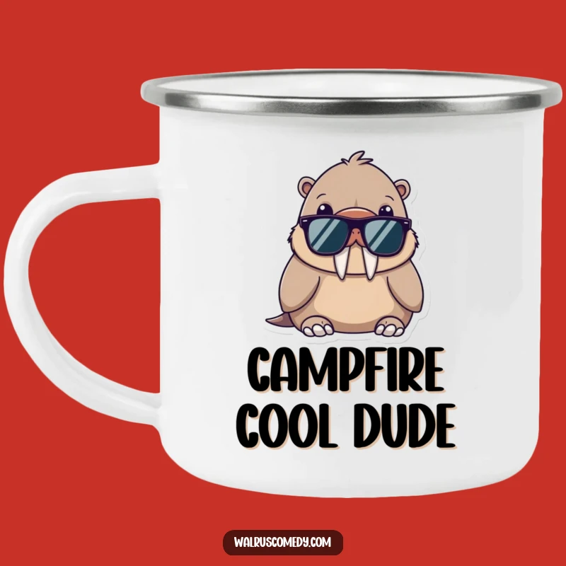 Funny Kawaii Walrus Sunglasses Enamel Camping Mug: Stay Cool Outdoors!