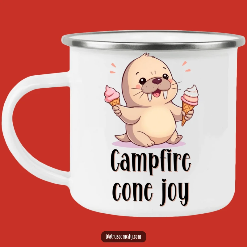 Funny Baby Walrus Ice Cream Camping Mug - Cute Outdoor Treat Cup Gift