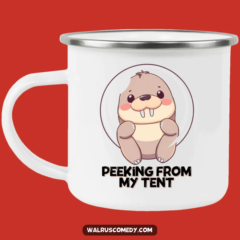 Funny Shy Walrus Camping Mug - Bubble Camper, Rugged Funny Gift