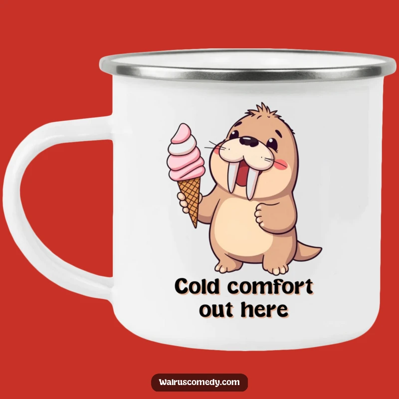 Funny Walrus Ice Cream Camping Mug: Sweet Treats on the Go, Terrific Humorous Gift