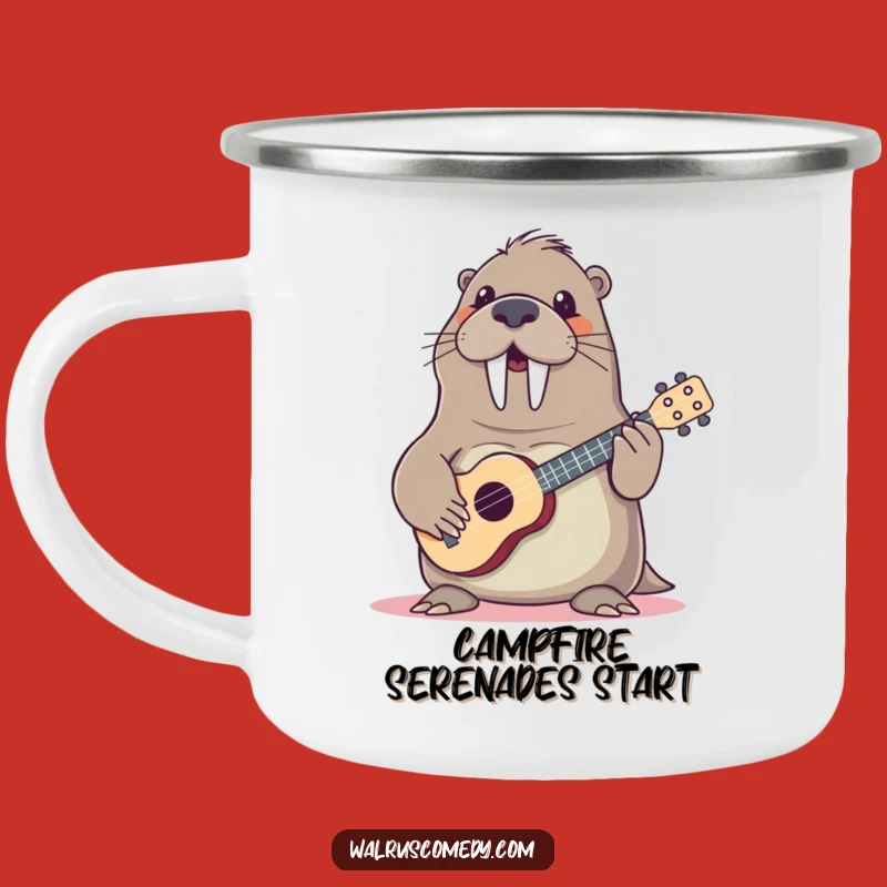 Funny Walrus Ukulele Camping Mug - Adventure with a Cheerful Tune!