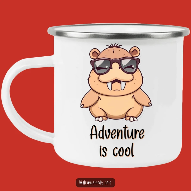Funny Winking Walrus Camping Mug, Humorous Outdoor Gift for Cool Campers