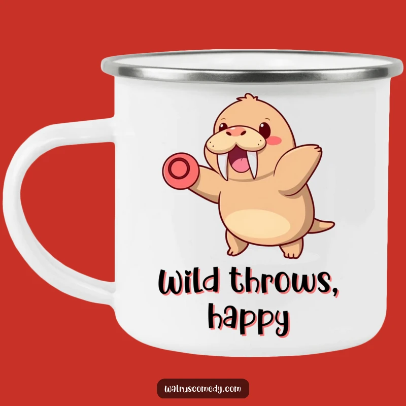 Kawaii Walrus Frisbee Camping Mug - Outdoor Fun, Perfect Funny Gift
