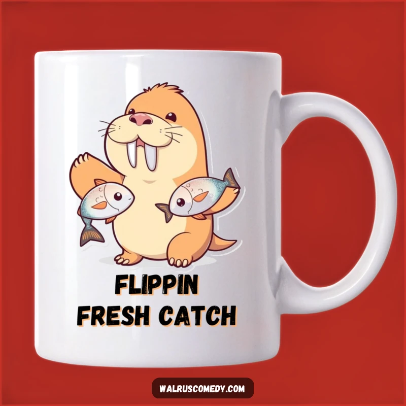 Funny Walrus Mug - Juggling Fish Comedian, Perfect Gift for Seafood Lovers