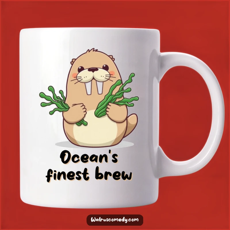 Funny Walrus Seaweed Bouquet Mug - Cute Cartoon Walrus Gift, Perfect Funny Gift