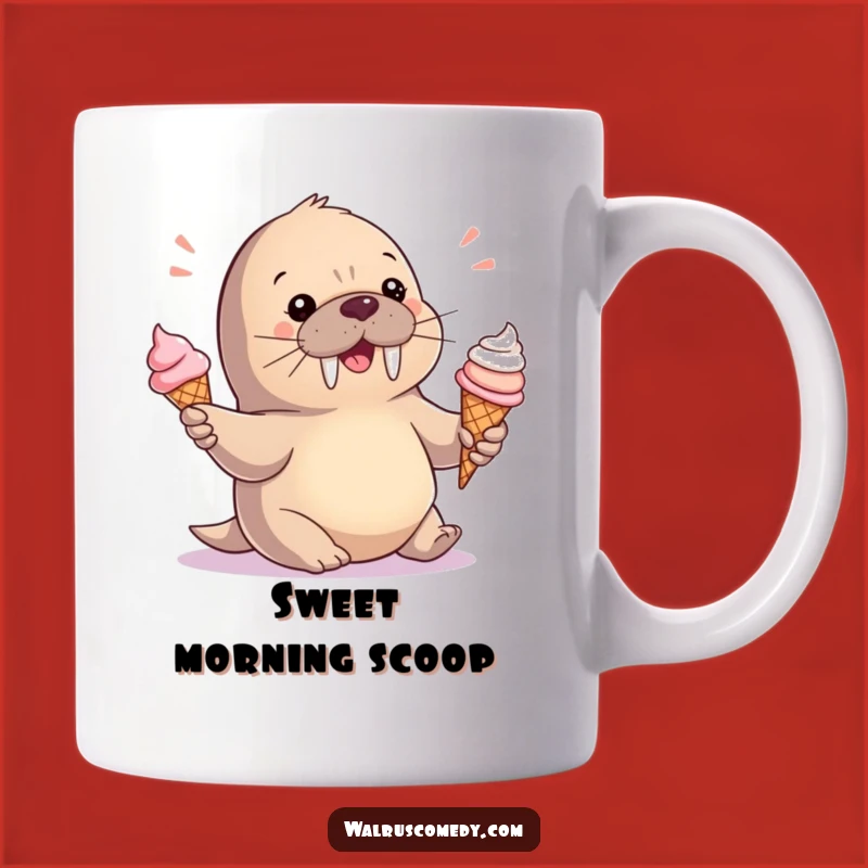Funny Baby Walrus Ice Cream Juggler Mug - Sweet Gift for Treat Lovers