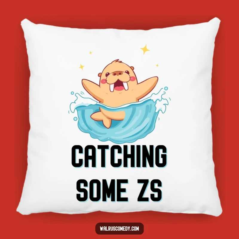 Comfy Funny Walrus Diving Wave Pillow: Cozy and Hilarious Beach Accent