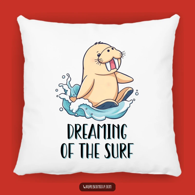 Funny Surfing Walrus Pillow - Hilarious Comfort for Your Couch Gift