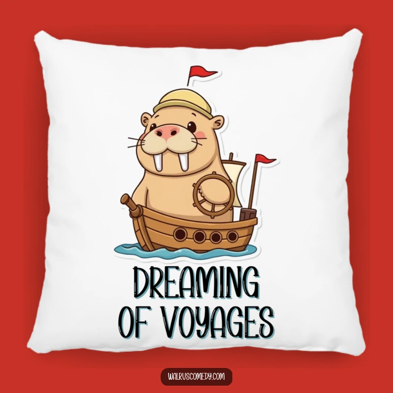 Funny Adventurous Walrus Ship Pillow: Cozy Up for Nautical Dreams