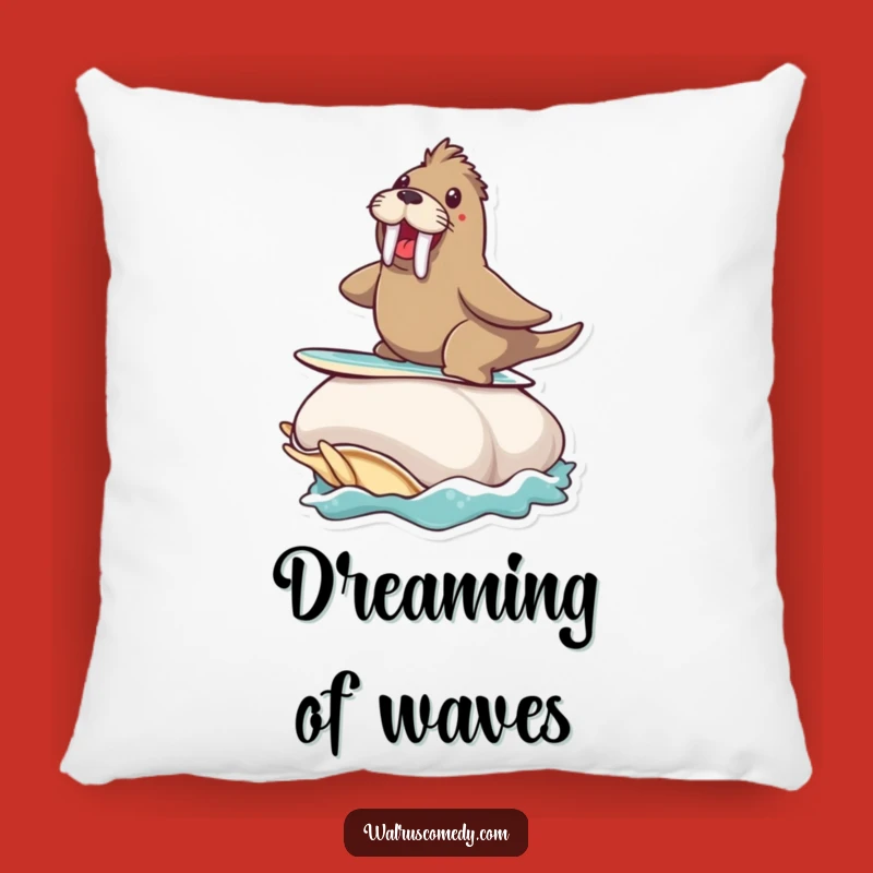 Funny Walrus Surf Pillow - Cozy Ocean Vibes for Your Home