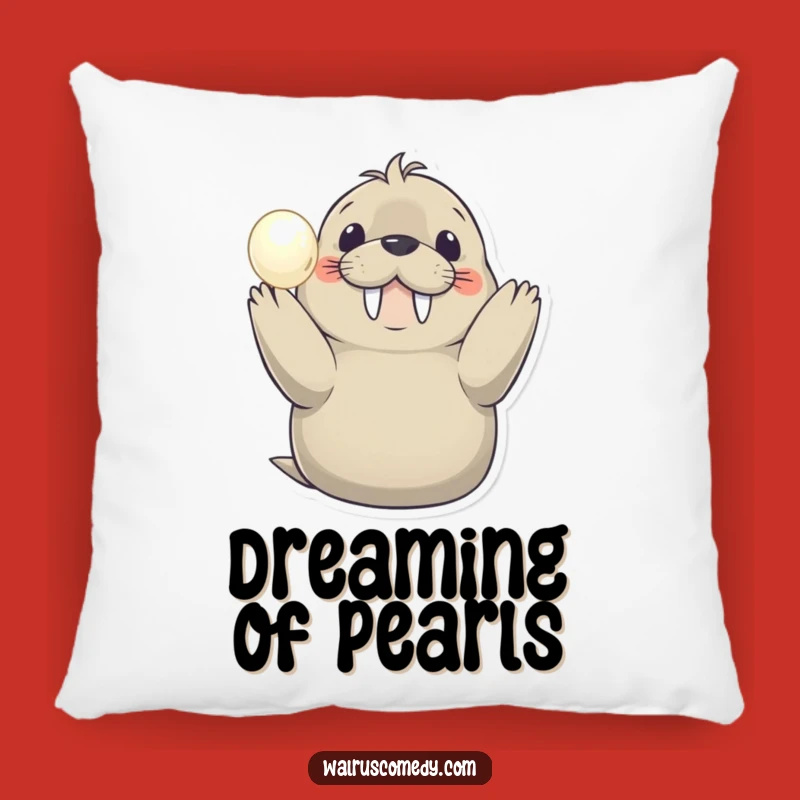 Funny Smiling Walrus Pillow: Cozy Comfort with a Pearl!