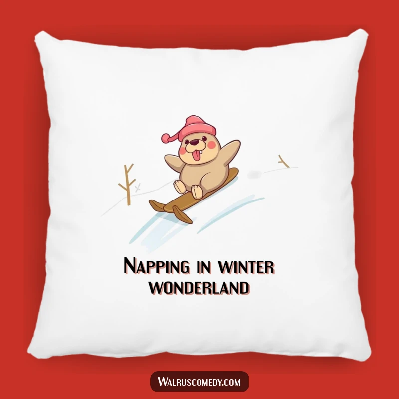 Funny Snow Walrus Pillow: Hilarious Cozy Comfort for Winter Lovers Gift!