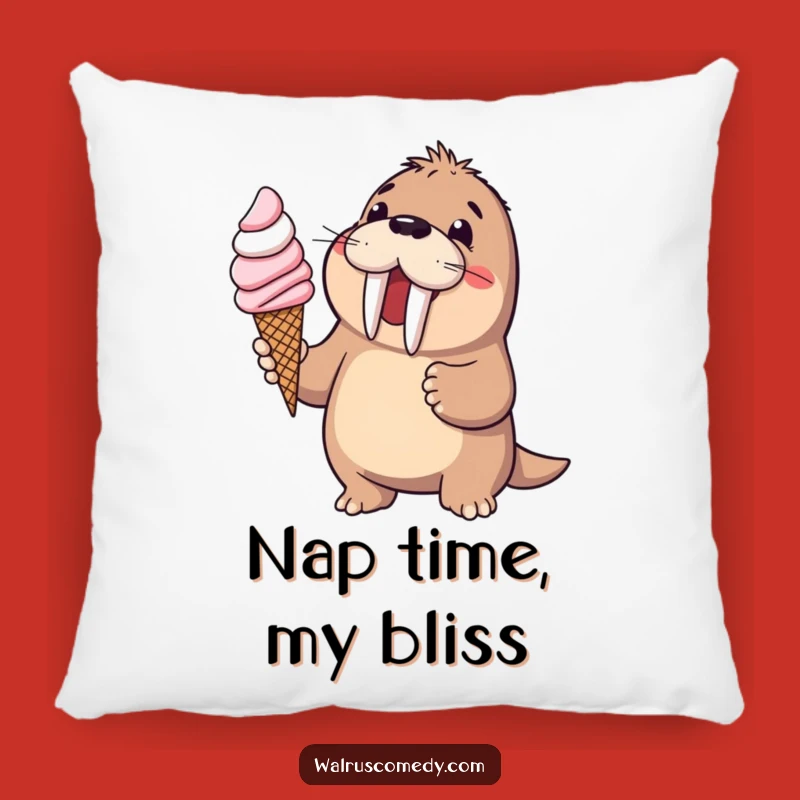 Funny Walrus Ice Cream Pillow: Cozy Comfort with Sweet Charm, Soft Humorous Gift