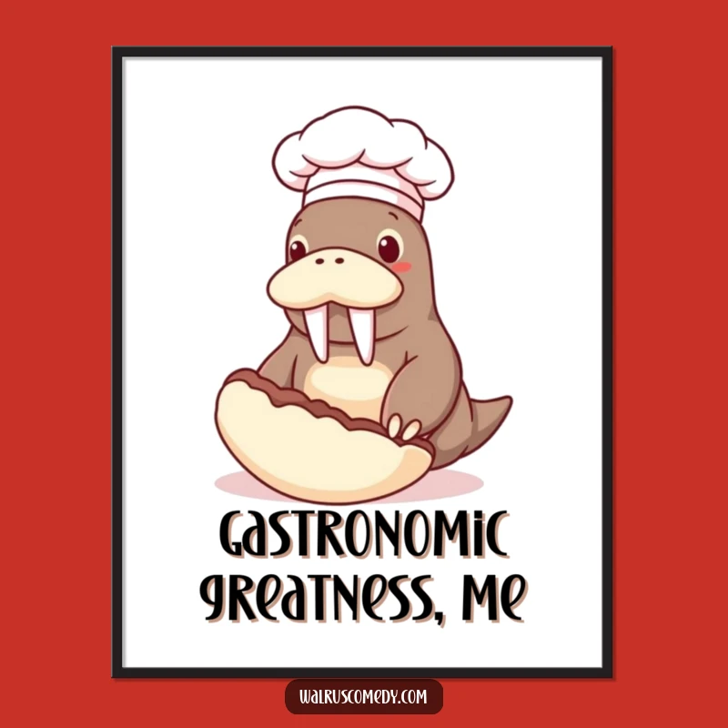 Funny Chef Walrus Digital Art: Hilarious Kitchen Decor Instant Download Gift!