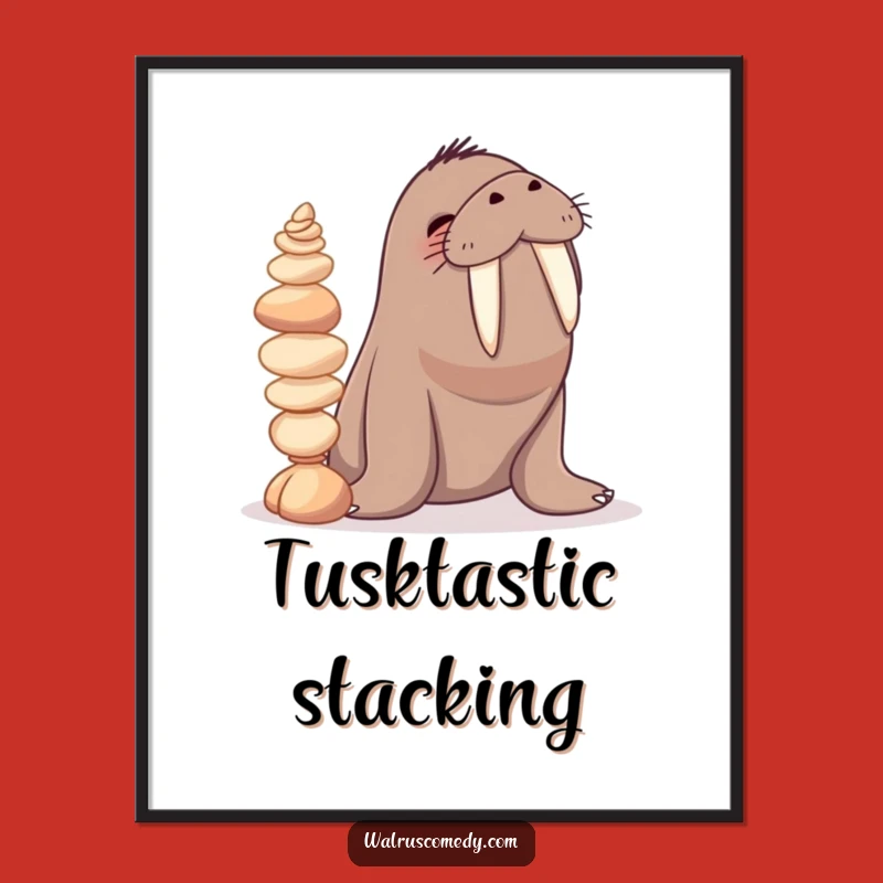 Funny Giggling Walrus Seashell Digital Print: High-Resolution Hilarious Ocean Art