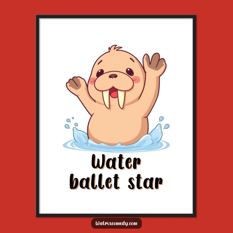 Funny Kawaii Walrus Splashing Digital Art: Instant Joy for Your Walls!