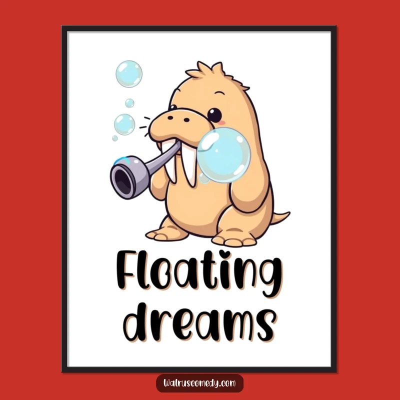 Funny Walrus Bubble Digital Art - Instant Whimsical Wall Decor!