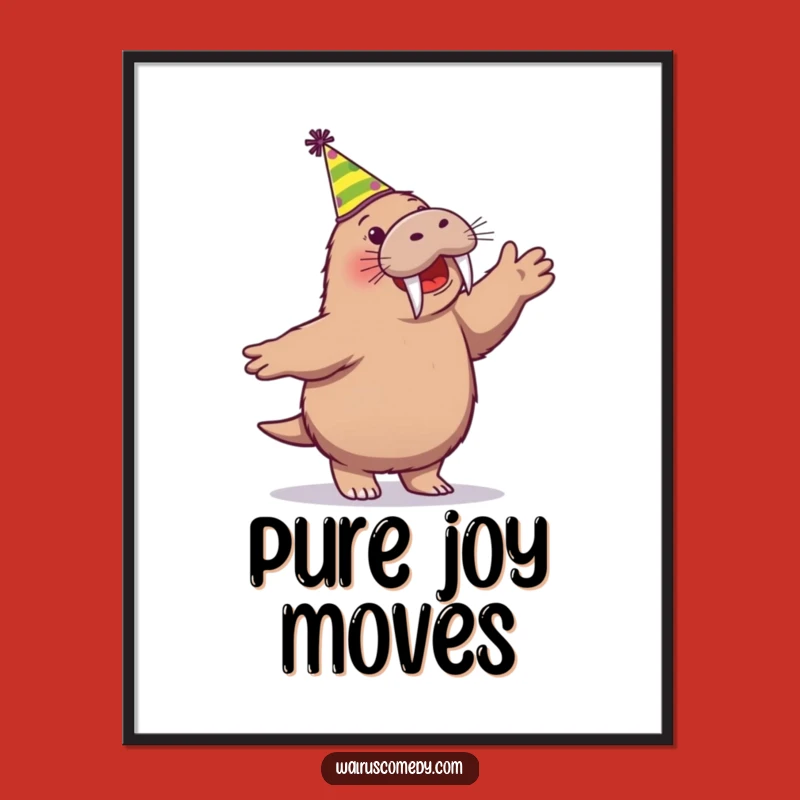 Funny Walrus Party Dance Digital Art - Cheerful Cartoon Walrus Download, Perfect Funny Gift