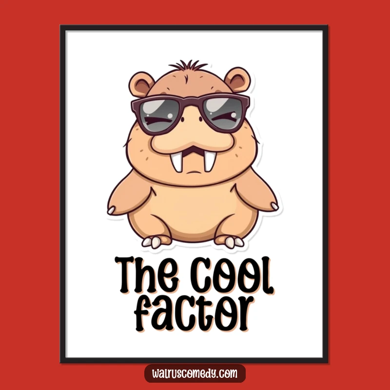 Funny Winking Walrus Digital Art, Humorous Wall Decor Gift Download