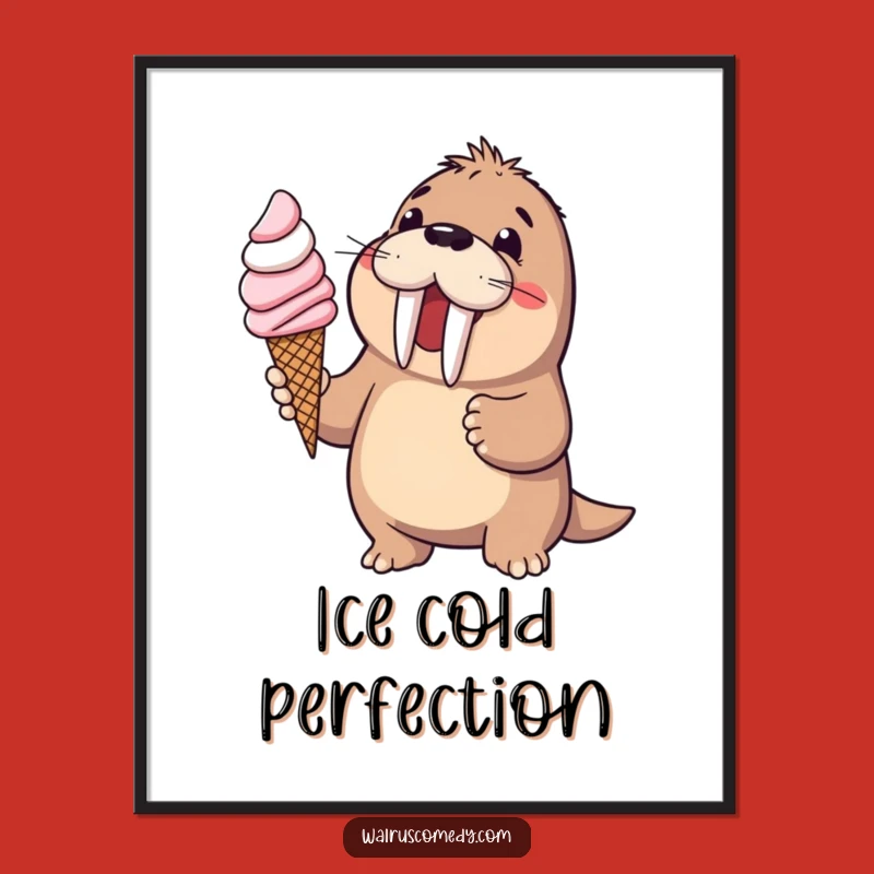 Funny Walrus Ice Cream Digital Art: Instant Sweet Decor, Unique Humorous Gift