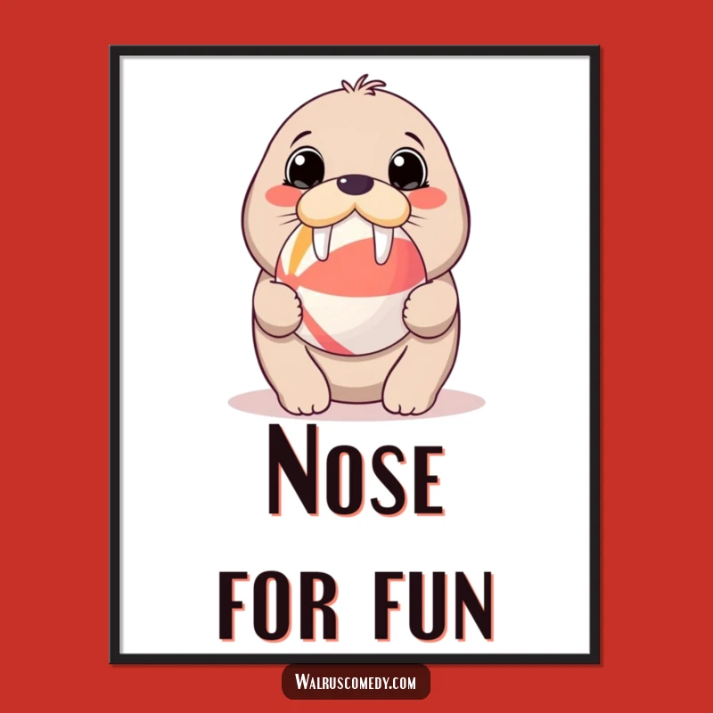 Kawaii Walrus Beach Ball Digital Art - Instant Cuteness, Perfect Funny Gift