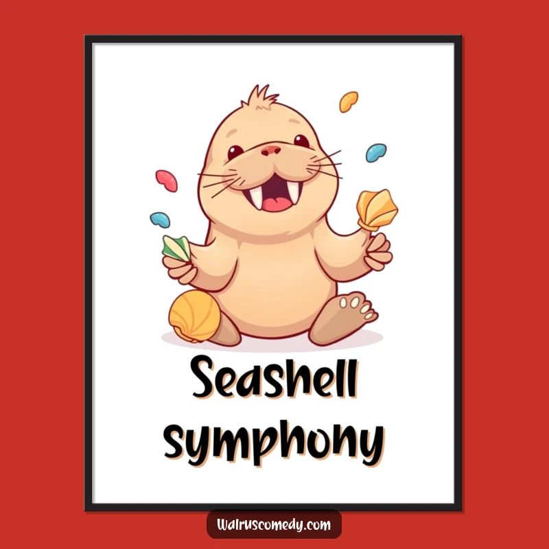 Funny Walrus Juggling Seashells Digital Art, Instant Joy Decor, Downloadable Funny Gift