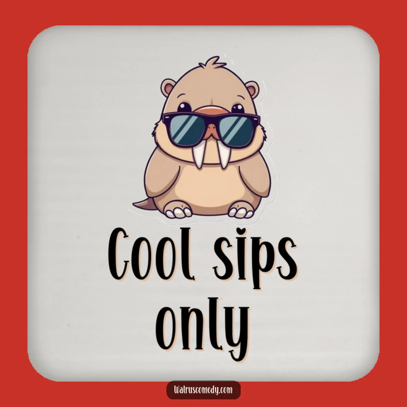 Funny Kawaii Walrus Sunglasses Drink Coasters: Protect Surfaces in Style!