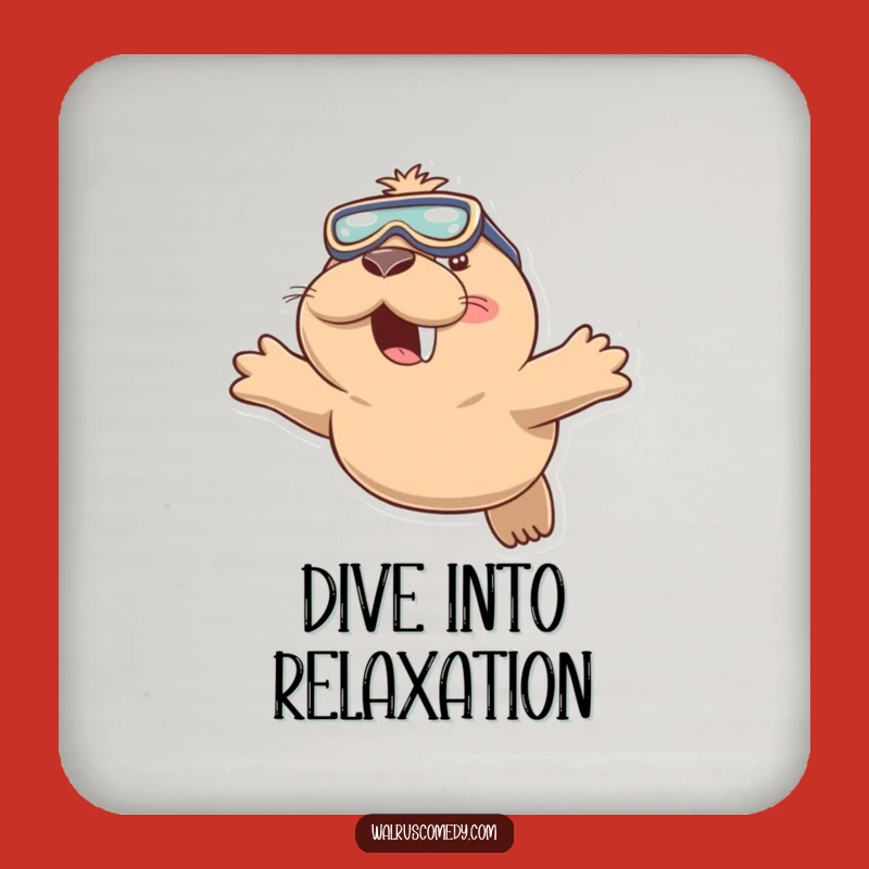 Funny Walrus Diving Coaster: Playful Goggles & Smile - Protect Surfaces Funny Gift