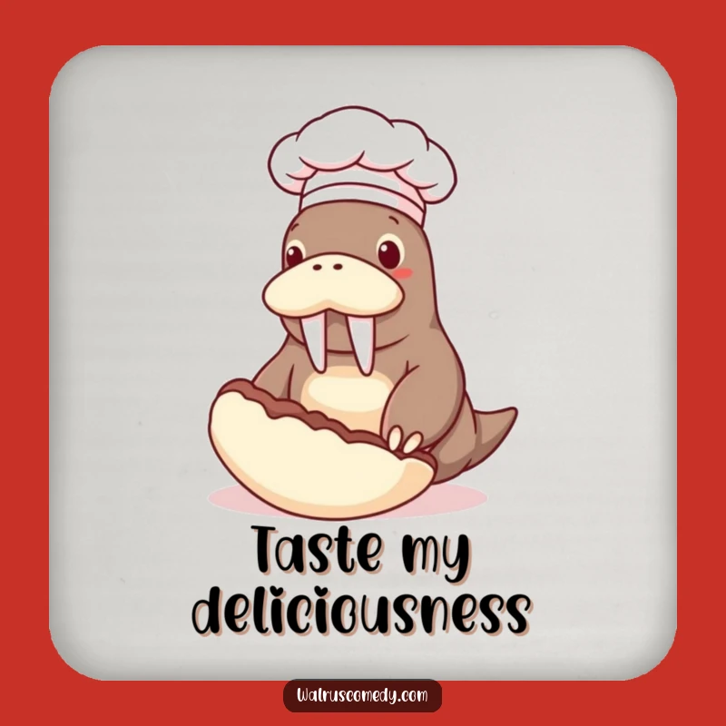 Funny Chef Walrus Drink Coaster: Hilarious Kitchen Decor for Food Lovers Gift!