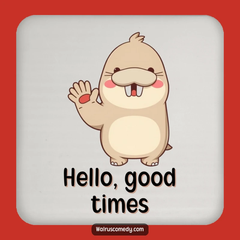 Funny Kawaii Walrus Waving Drink Coasters: Welcome Guests with a Smile!