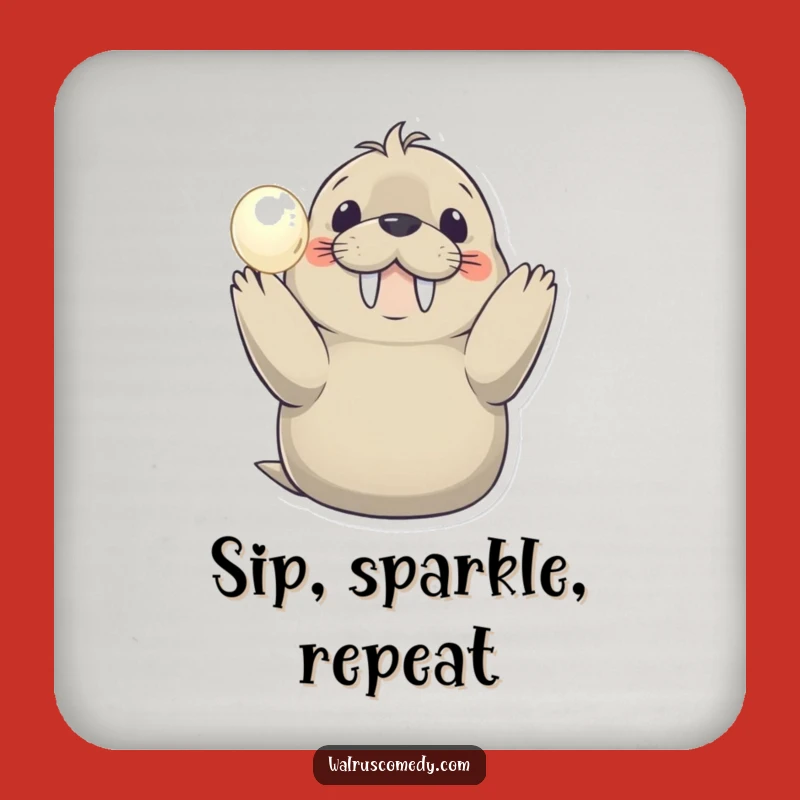 Funny Smiling Walrus Coaster: Protect Your Surface with Shine!