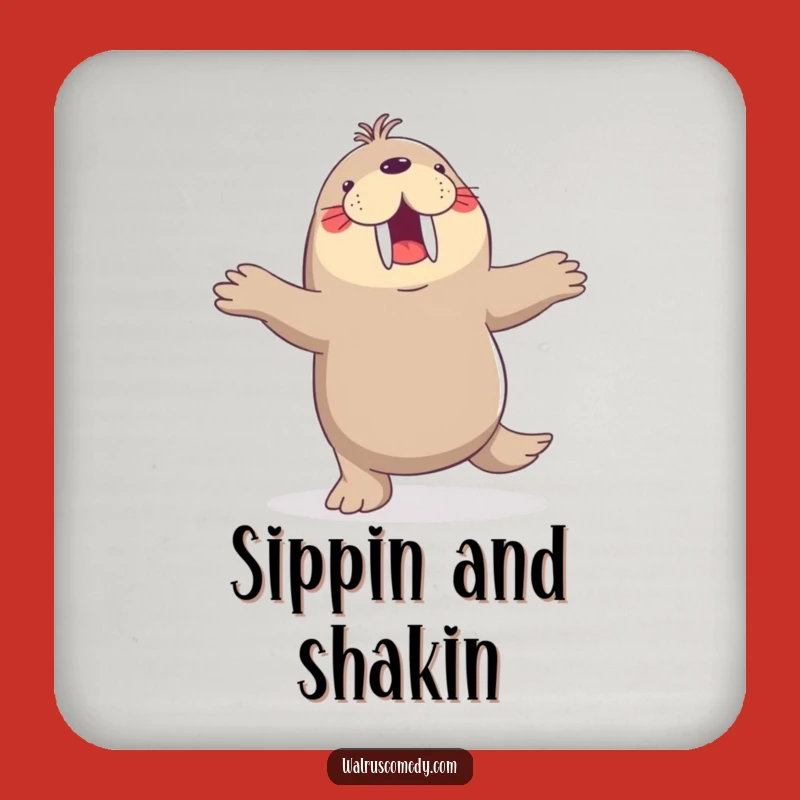 Funny Walrus Dance Drink Coaster: Joyful Jig Table Protector