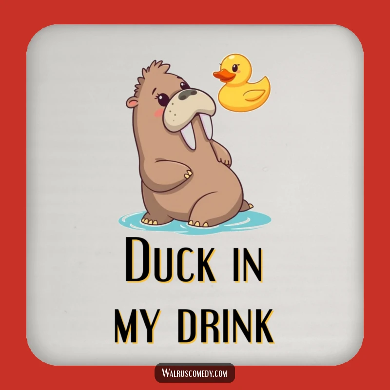 Funny Walrus Duck Surprise Drink Coaster: Humorous Table Decor Gift