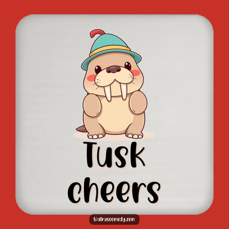 Funny Walrus Hat Trick Coaster, Protect Surfaces with Style, Cute Funny Gift