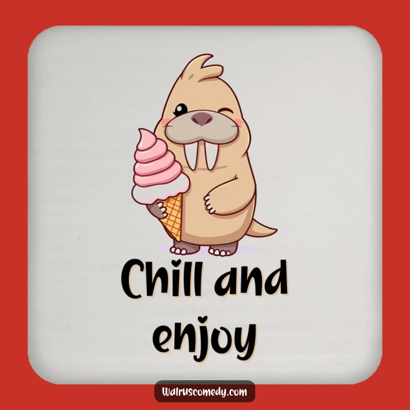 Funny Walrus Ice Cream Coaster: Protect Surfaces with Hilarious Sweetness