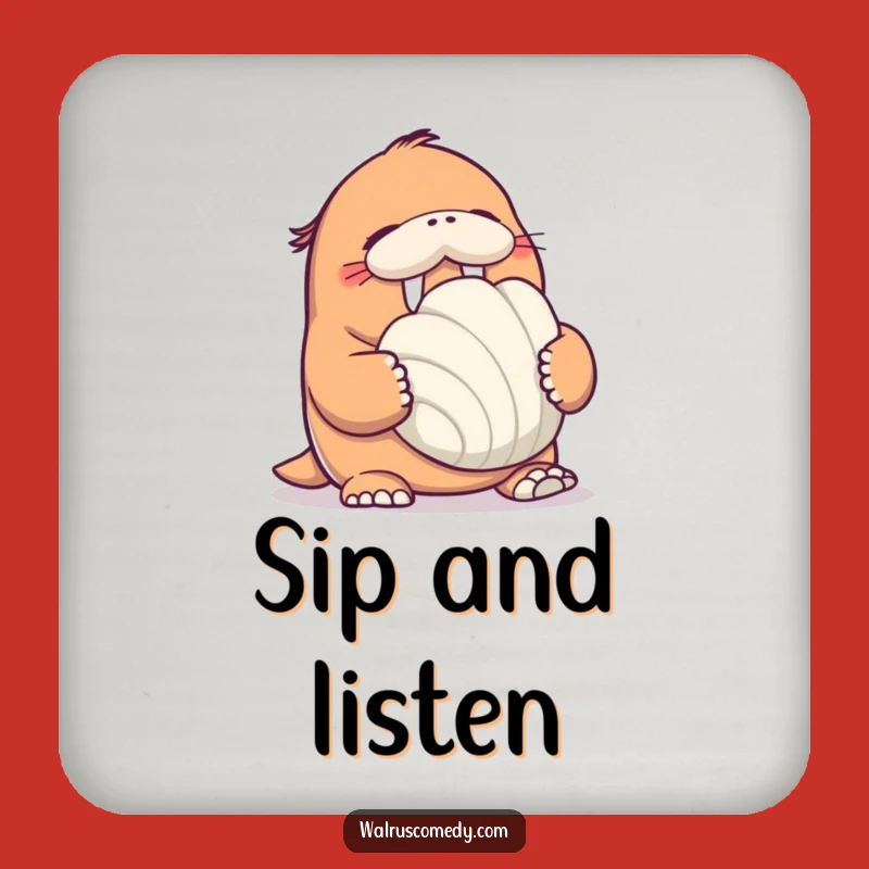 Funny Walrus Seashell Coaster Set: Hilarious Protection for Your Table