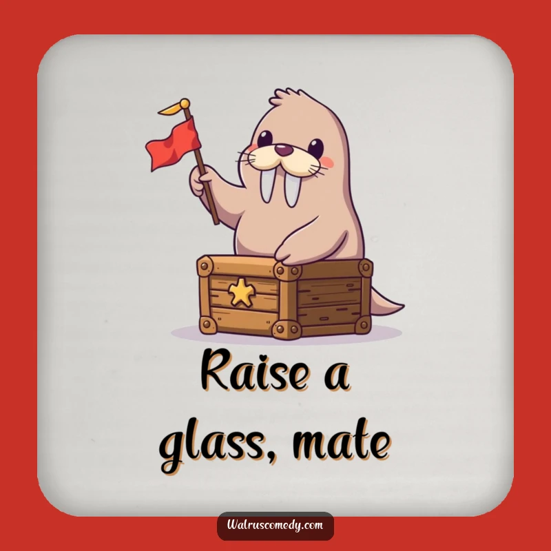 Funny Happy Walrus Treasure Chest Coaster - Protect Surfaces with Humor