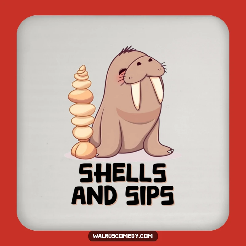 Funny Walrus Seashell Coaster: Protect Surfaces with Hilarious Ocean Charm