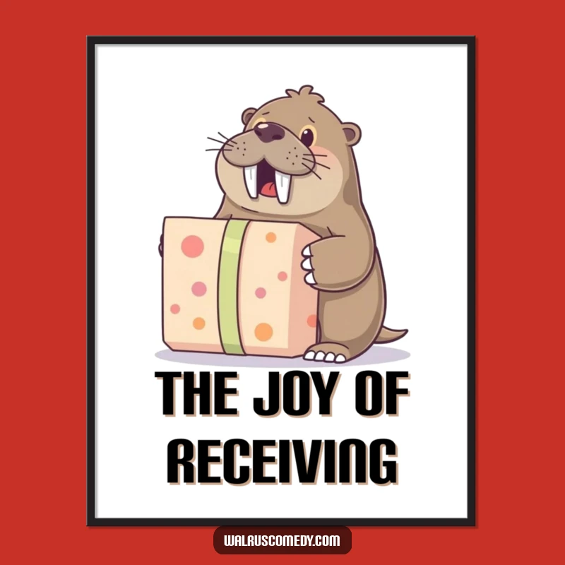 Funny Surprise Walrus Poster: Hilarious Gift Art Print for Excited Decor Gift!