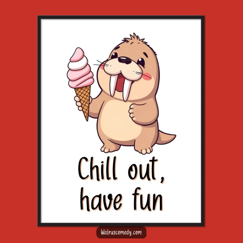 Funny Walrus Ice Cream Poster: Sweet Art for Your Walls, Unique Humorous Gift