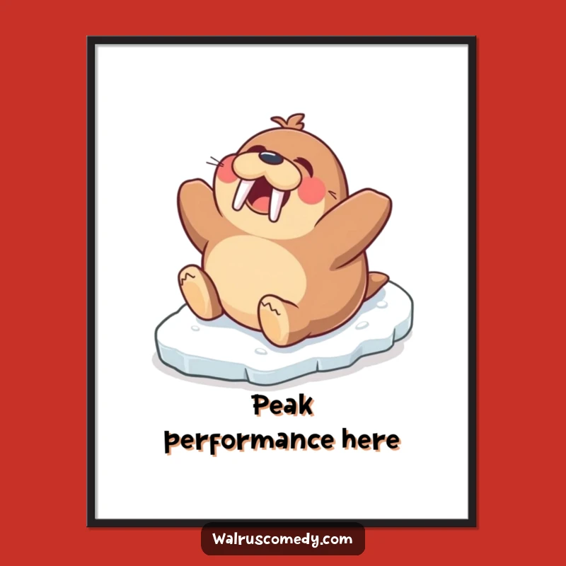 Funny Walrus Ice Slope Poster: Bring Hilarious Arctic Joy to Your Walls