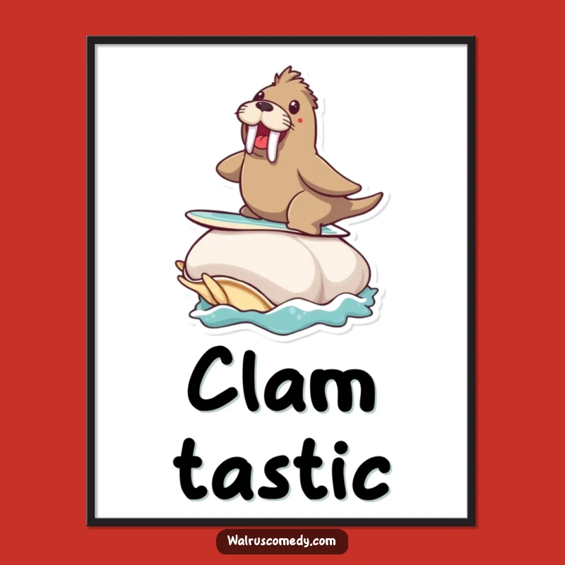 Funny Walrus Surfing Poster - Epic Ocean Art for Wall Fun