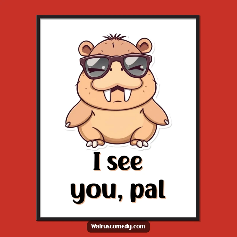 Funny Winking Walrus Poster, Humorous Wall Art Gift for Cool Spaces